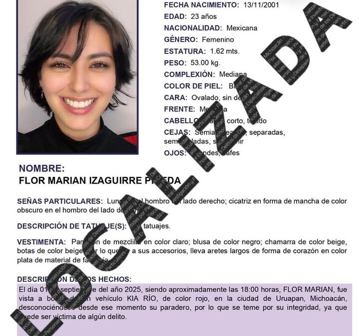 Localizan en Morelia a tiktoker desaparecida en Uruapan