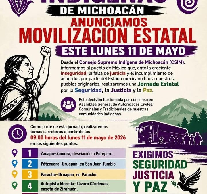 Consejo Supremo Indígena realizará bloqueos carreteros este lunes
